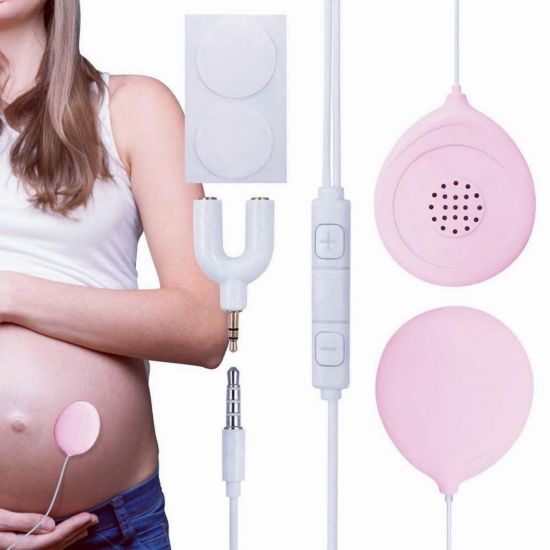 Picture of BlissKiss Baby Bump Headphones: Pregnancy Headphones for Belly, Safely Play Music & Voices to Baby in Womb - Featherlite, Portable Belly Speakers Gift for Moms
