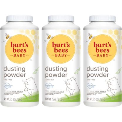 Picture of Burt's Bees Baby Dusting Powder, Natural Origin, Talc-Free, Pediatrician Tested, 7.5 Ounces, Pack of 3, Pack May Vary
