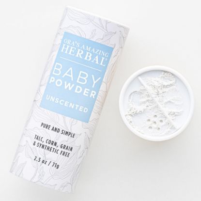Picture of Baby Powder Talc-Free, Cornstarch Free Baby Powder, Unscented Fragrance Free Powder, Arrowroot Clay and Organic Plantain Leaf Powder, Oras Amazing Herbal, 2.5 oz
