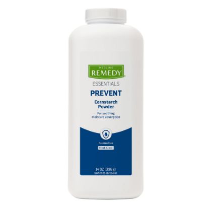 Picture of Medline Remedy Essentials Cornstarch Powder (14 oz Bottle), Fresh Scent, Talc Free, Shaker Top, Skin Care, Absorbs Sweat, Soothes, Reduces Friction & Chafing, For Adults, Feet, Groin