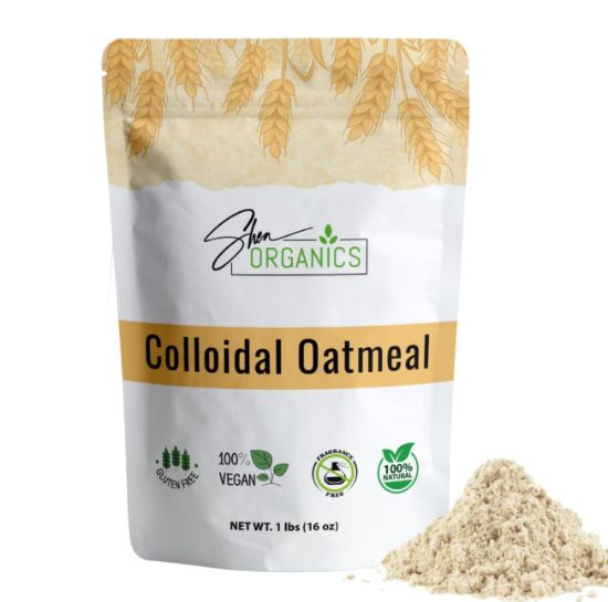 Picture of Shea Organics Colloidal Oatmeal Powder | Gentle Soothing Bath Treatment for Sensitive Skin | Natural Oat Bath for Babies & Adults | Ideal for DIY Skincare & Soap Making | 16 Ounce- Pack of 1
