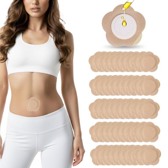Picture of Castor Oil Patches for Belly Button - 50PCS Disposable Castor Oil Pack Wraps with Organic Cotton Pad, Leak-Proof Belly Button Patch Cover, Breathable & Skin-Friendly
