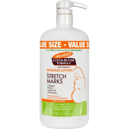 Picture of Palmer's Cocoa Butter Formula Massage Lotion For Stretch Marks, Pregnancy Skin Care, Belly Cream with Collagen, Elastin, Argan OIl and Shea Butter, 33.8 Ounces