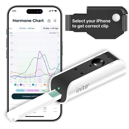 Picture of Inito Fertility Monitor & Hormone Tracker for Women | Track and Confirm Ovulation | Measures Estrogen, LH, PdG, FSH | Includes 15 Strips + Free app (Compatible with iPhone 17 Pro Max)