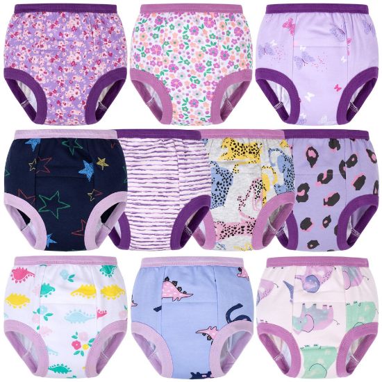 Picture of BIG ELEPHANT 10 Packs Baby Girls' and Boys' Potty Training Pants, Cotton Absorbent Training Underwear for Toddler, 3T