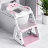 Picture of Orzbow Potty Training Seat | Upgrade Toddler Potty Training Toilet with Step Stool, 2-in-1 Stability Toilet Seat for Boys Girls | with Splash Guard, Anti-Slip Pad, Ladder, and Height Adjustable, Pink