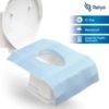Picture of Relyo 20 Pack XL Disposable Toilet Seat Covers - Waterproof Toilet Cover Sheets with Adhesive Tabs for Adults, Kids & Toddlers, Travel, Public Restrooms, Airplane, Camping