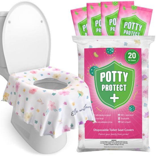 Picture of Eli with Love 20 Pack Extra Large Disposable Toilet Seat Cover (Floral) - Toddler Toilet Covers for Full Coverage On Toilet or Potty - Ideal Travel Toilet Seat Covers for Kids and Adults