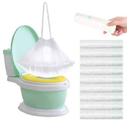 Picture of 100Pack Potty Chair Liners with Drawstring,Toilet Seat Potty Bags Cleaning Bag for Kids Toddlers,Baby Training Seat
