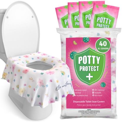 Picture of Eli with Love 40 Extra Large Disposable Toilet Seat Cover by Eli with Love - Toddler Toilet Covers for Full Coverage On Toilet or Potty - Ideal Travel Toilet Seat Covers for Kids and Adults (Floral)
