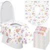 Picture of 50 Packs Disposable Toilet Seat Covers Extra Large Individually Wrapped for Kids and Adults, Portable Non Slip Waterproof Potty Seat Covers for Toddlers Potty Training, Travel (Rainbow)