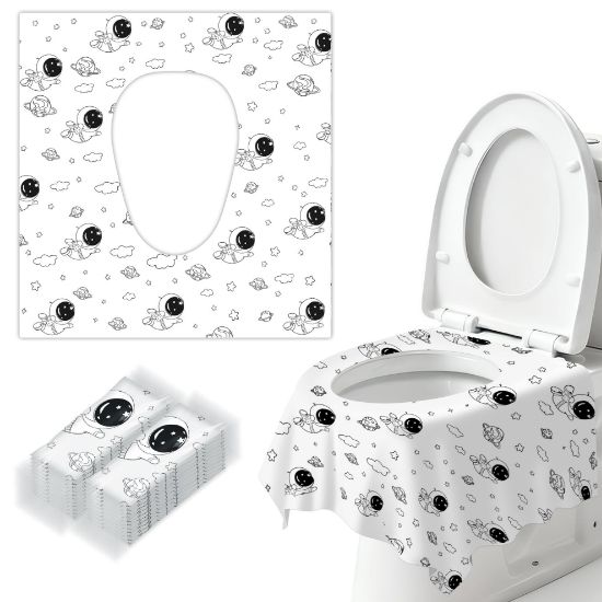 Picture of 20 Pcs Toilet Seat Covers Disposable for Kids&Toddlers&Adult, Extra Large Individually Wrapped Portable Package for Travel Toddlers Potty Training in Public Restrooms (Space Theme)