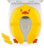 Picture of POKANIC Toilet Potty Training Seat Cover, Travel Toilet Seat, Folding Non Slip Silicone Pads, Travel Portable Reusable Kids Toddlers Boys Girls, Carry Bag (Yellow - Duck)