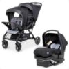 Picture of Baby Trend Infant and Toddler Double Stroller & Car Seat Combo, 2 Pc Set, Stormy - Lightweight and Compact Travel Stroller and Carseat Tandem for Babies, Infants, and Toddlers