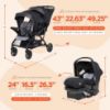 Picture of Baby Trend Infant and Toddler Double Stroller & Car Seat Combo, 2 Pc Set, Stormy - Lightweight and Compact Travel Stroller and Carseat Tandem for Babies, Infants, and Toddlers