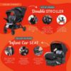 Picture of Baby Trend Infant and Toddler Double Stroller & Car Seat Combo, 2 Pc Set, Stormy - Lightweight and Compact Travel Stroller and Carseat Tandem for Babies, Infants, and Toddlers