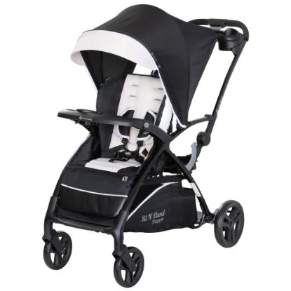 Picture of Baby Trend Sit N' Stand 5-in-1 Collapsible Shopper Stroller with Canopy, Visor, Extendable Storage Basket, Phone Tray, and 2 Cup Holders, Modern Khaki