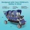 Picture of Gaggle by Foundations Jamboree 6 Seat Multi-Child Stroller with Sun Blocking Canopies | Reclining Seats | 5-Point Safety Harness | Compact Fold for Daycares, Parks & Travel | Navy