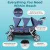 Picture of Gaggle by Foundations Jamboree 6 Seat Multi-Child Stroller with Sun Blocking Canopies | Reclining Seats | 5-Point Safety Harness | Compact Fold for Daycares, Parks & Travel | Navy