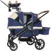Picture of Wagon Stroller for 2 Kids, All-Terrain 2-in-1 Push & Pull Design, Removable UV-Protection Canopy, Double Seat, Large Storage, Snack Tray for Baby and Toddler