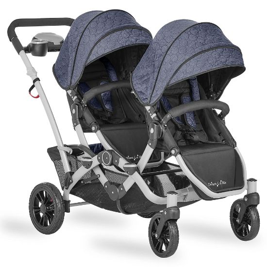 Picture of Dream On Me Track Tandem Double Umbrella Stroller in Slate, Lightweight Double Stroller for Infant and Toddler, Multi-Position Reversible & Reclining Seats, Large Storage Basket and Canopy