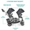 Picture of Dream On Me Track Tandem Double Umbrella Stroller in Slate, Lightweight Double Stroller for Infant and Toddler, Multi-Position Reversible & Reclining Seats, Large Storage Basket and Canopy