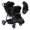 Picture of Tandem Stroller, Double Bassinet Stroller for Newborn and Toddler Twins, Reversible Seat Adjustable Canopy, One-Hand Fold Frame with Large Storage Basket, Black