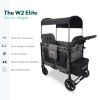 Picture of WONDERFOLD W2 Elite Double Stroller Wagon Featuring 2 High Seats with 5-Point Harnesses, Adjustable Push Handle, and Height Adjustable UV-Protection Canopy, W2 Elite Gray
