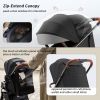 Picture of Tinyiota Stroller for Babies,Toddler Strollers with Large UPF 50+ Canopy,Luxury Baby Stroller with Leather Handle & Spacious Seat, One-Hand Foldable Pushchair,Baby Carriage with Lie-Flat Mode(Black)