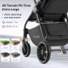 Picture of Tinyiota Stroller for Babies,Toddler Strollers with Large UPF 50+ Canopy,Luxury Baby Stroller with Leather Handle & Spacious Seat, One-Hand Foldable Pushchair,Baby Carriage with Lie-Flat Mode(Black)