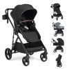 Picture of BABY JOY 2 in 1 Baby Stroller, High Landscape Convertible Bassinet Stroller with Reversible Seat, Net, Adjustable Canopy, Cup Holder, Foldable Pushchair Pram Stroller for Newborn Toddlers (Black)