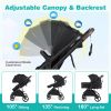 Picture of BABY JOY 2 in 1 Baby Stroller, High Landscape Convertible Bassinet Stroller with Reversible Seat, Net, Adjustable Canopy, Cup Holder, Foldable Pushchair Pram Stroller for Newborn Toddlers (Black)