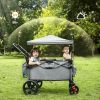 Picture of EVER ADVANCED Foldable Wagons for Two Kids & Cargo, Collapsible Folding Stroller with Adjustable Handle Bar,Removable Canopy with 5-Point Harness Gray