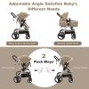 Picture of BABY JOY Baby Stroller, 2-in-1 Convertible Bassinet Reclining Stroller, Foldable Pram Carriage with 5-Point Harness, Including Cup Holder, Foot Cover, Diaper Bag, Aluminum Structure, Khaki