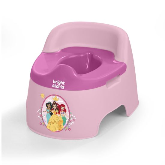 Picture of Bright Starts Disney Princess Full Comfort Potty Training Toilet, Easy Clean Removable Bowl, Splash Guard, High Back for Comfort & Stability, Toddlers up to 50 lbs