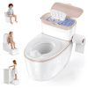 Picture of 3-in-1 Toddler Potty Training Toilet with Flushing Sound, Wipes Storage & Toilet Paper Holder, Realistic Potty Chair with Detachable Seat and Easy-Clean Design for Boys & Girls Ages 18+ Months (Brown)