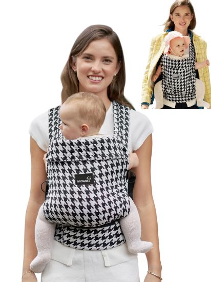 Picture of GROWNSY Baby Carrier Newborn to Toddler, Lightweight Ergonomic 7-44 lbs Newborn Carrier with Head Support, Easy to Wear Hands Free Infant Carrier for 0-36 Months, Houndstooth