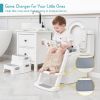 Picture of Forbena Potty Training Toilet Seat with Step Stool Ladder, Toddler Kids Potty Seat for Boys Girls, Non Slip Foldable Toilet Training Seat with Soft Cushion, Comfortable Handles (White-Grey)
