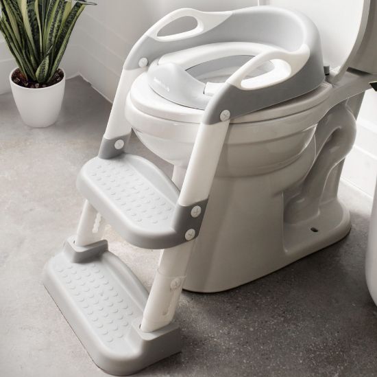 Picture of Jool Baby Potty Training Seat with 2 Step Ladder for Toddlers - Splash Guard, Adjustable Height (Gray)