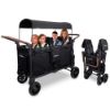 Picture of WONDERFOLD W6 Luxe Pro Stroller Wagon (6 Seater) - Collapsible Wagon Stroller with Seats Featuring 5-Point Safety Harnesses and Adjustable Sun Canopy, Jet Black