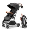 Picture of Bombi Bbee V2 Lightweight Baby Stroller - Premium Vegan Leather, One-Hand Fold, Infinite Recline, Aircraft-Grade Aluminum Frame, XXL Canopy, and Ample Storage Umbrella Stroller - Midnight Black