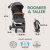Picture of Bombi Bbee V2 Lightweight Baby Stroller - Premium Vegan Leather, One-Hand Fold, Infinite Recline, Aircraft-Grade Aluminum Frame, XXL Canopy, and Ample Storage Umbrella Stroller - Midnight Black
