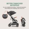 Picture of Bombi Bbee V2 Lightweight Baby Stroller - Premium Vegan Leather, One-Hand Fold, Infinite Recline, Aircraft-Grade Aluminum Frame, XXL Canopy, and Ample Storage Umbrella Stroller - Midnight Black