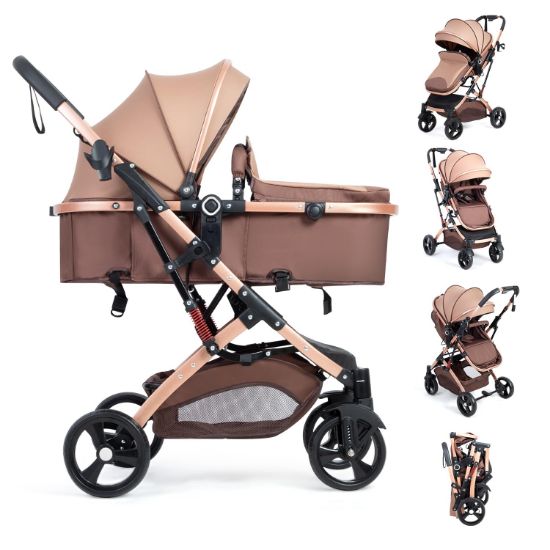 Picture of Reversible Baby Stroller for Newborn 2 in1 High Landscape Stroller, Foldable Pushchair Pram Stroller with Adjustable Backrest