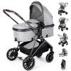 Picture of 2-in-1 Baby Stroller with Bassinet Mode - Folding Infant Newborn Pram with Reversible Seat - for 0-36 Months Toddler Grey