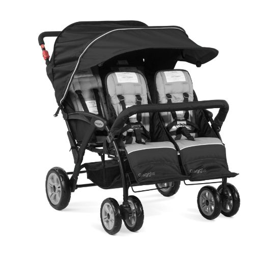 Picture of Gaggle by Foundations Compass Quad Stroller - 4 Seat Stroller Wagon for Daycare & Preschool | Foldable, Sun Canopy, 5-Point Harness, Large Storage - Black