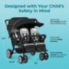 Picture of Gaggle by Foundations Compass Quad Stroller - 4 Seat Stroller Wagon for Daycare & Preschool | Foldable, Sun Canopy, 5-Point Harness, Large Storage - Black