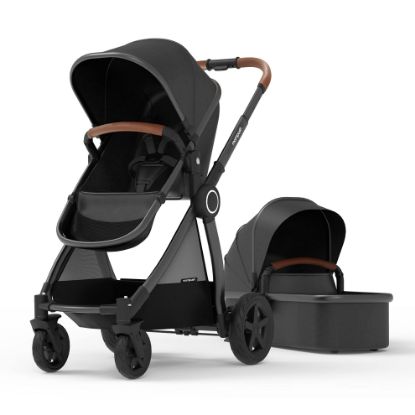 Picture of Mompush Ultimate 2 Baby Stroller for Infant and Toddler with Newborn Mode and Reversible Seat, All-Terrain Stroller with All-Wheel Suspension, Includes Car Seat Adapter and Large Storage Basket