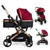 Picture of PEARLOVE 2 in 1 Convertible Baby Stroller Newborn Foldable Pushchair with Adjustable Canopy Folding High Landscape Infant Carriage, Anti-Shock Toddler Pushchair