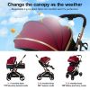 Picture of PEARLOVE 2 in 1 Convertible Baby Stroller Newborn Foldable Pushchair with Adjustable Canopy Folding High Landscape Infant Carriage, Anti-Shock Toddler Pushchair